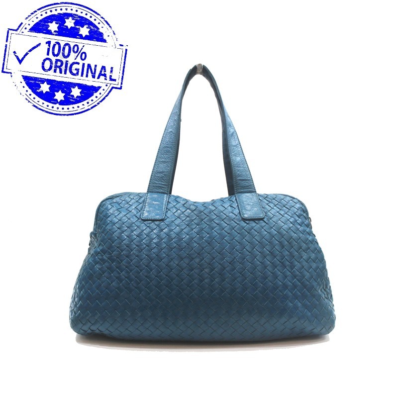 Preloved Bottega Veneta Blue Intrecciato Tote Bag AUTHENTIC