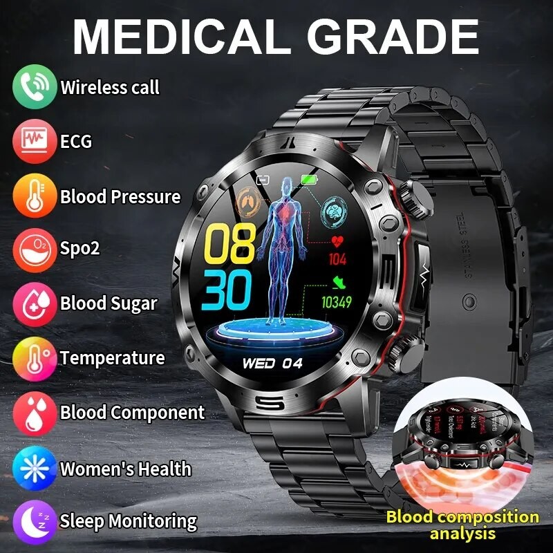 LIGE ECG Smartwatch Men AMOLED Screen Bluetooth Call