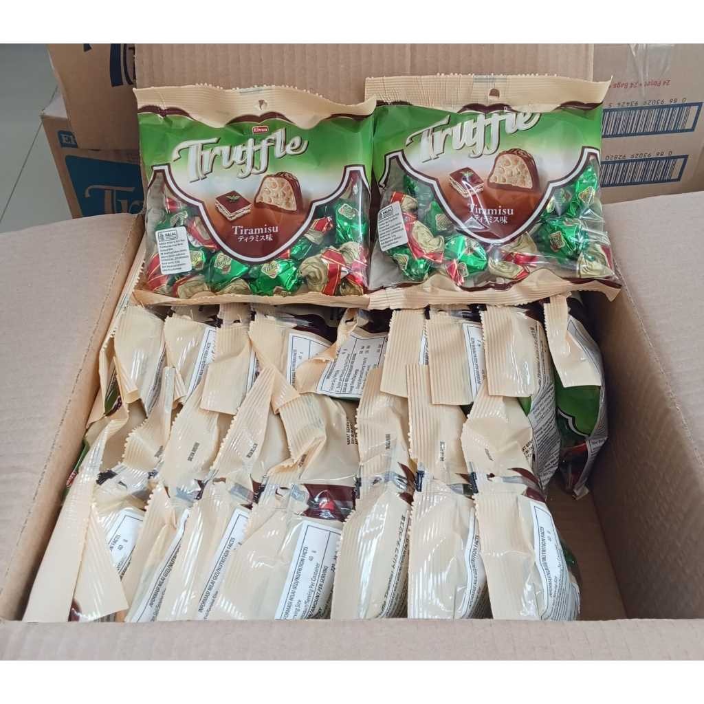 

Coklat turki Elvan truffle (115grx20 pcs) KARTONAN / Coklat turki Elvan mix (150grx24 pcs) KARTONAN