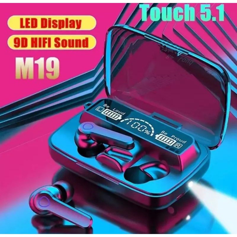TERBARU TWS M19 HEADSET BLUETOOTH WIRELESS TWS GAMING V5.1 - EARPHONE BLUETOOTH WIRELESS + POWERBANK