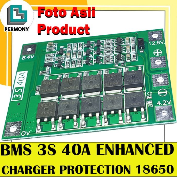 BERMUTU Papan Modul PCB BMS Pelindung Charger Baterai Lithium 3S 40A 12.6V
