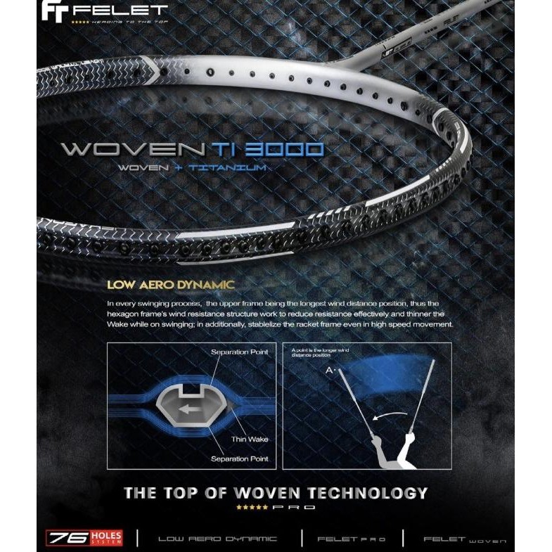 Diskon Raket Badminton Felet Woven Ti 3000 Original