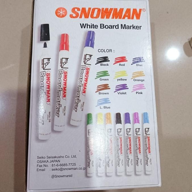 

spidol snowman whiteboard marker BG 12 hitam BS76