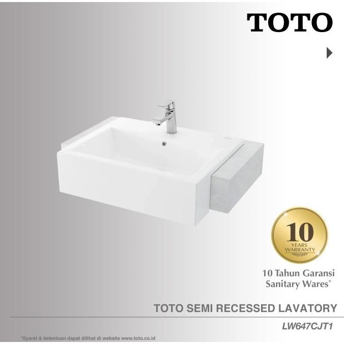 TOTO Semi Recessed Lavatory 1 Tap Hole / Wastafel LW647CJT1-BODY ONLY BS81