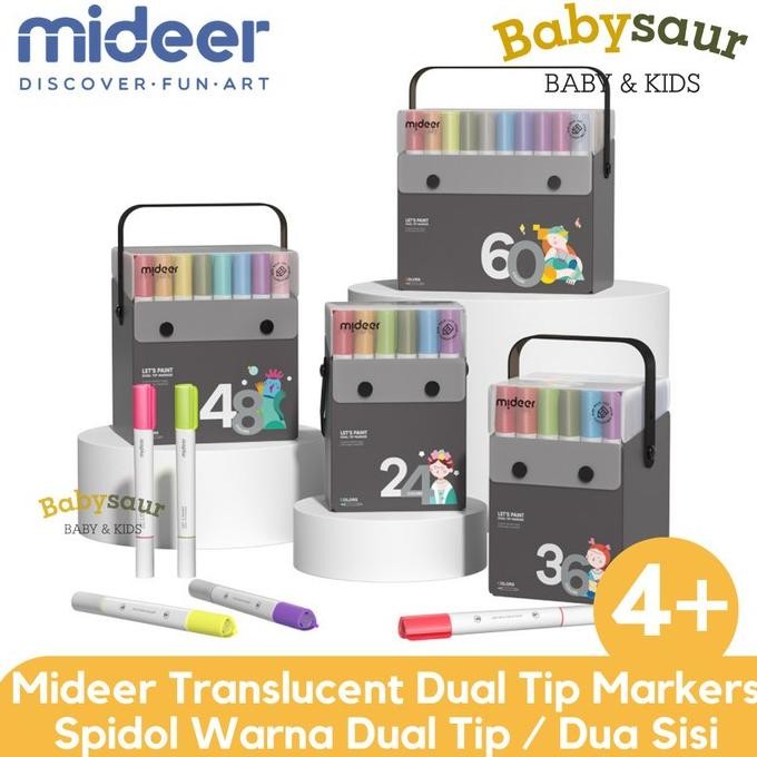 

BRG BARU Mideer Translucent Dual Tip Markers Spidol Warna Alat Sekolah Anak 4+