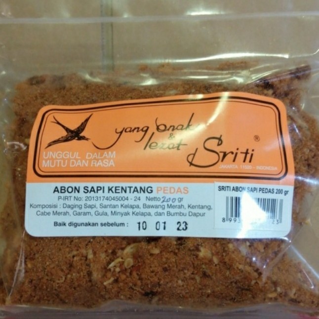 

SALE TERLARIS SRITI ABON SAPI PEDAS 200GR READYY