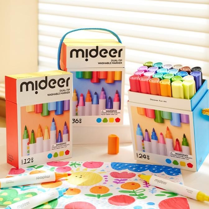 

TERMURAH Mideer Dual Tip Washable Marker Spidol Warna Anak Dua Sisi 12 / 24 / 36 Color