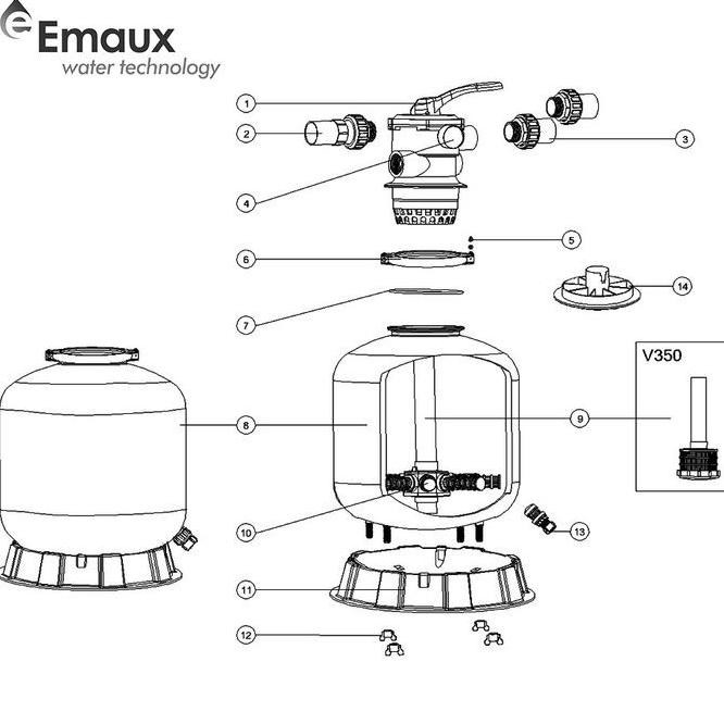 Sand Filter Emaux V500 For 3/4Hp Pump Emaux V 500 Filter Kolam Renang