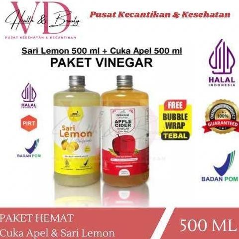 

PAKET HEMAT Apple Cider Vinegar | Cuka Apel Premium 500 & Sari Lemon 500 ml - Cuka Apel Premium Organic Original BPOM dan Halal