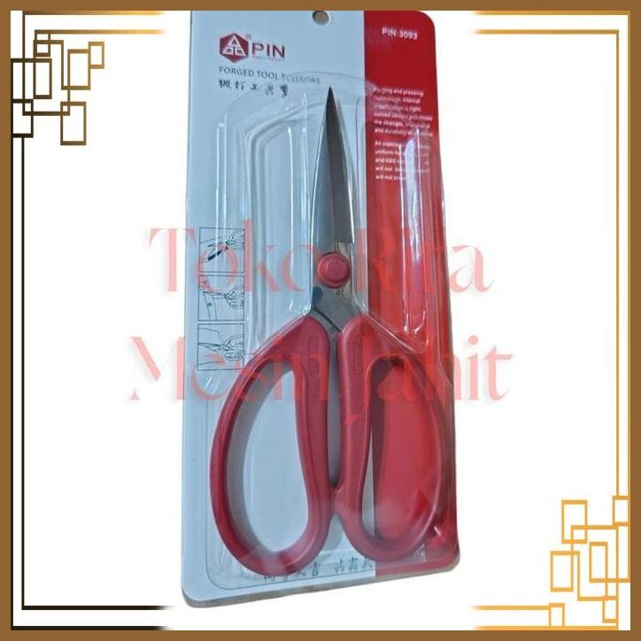 

[RMJ] GUNTING KODOK STAINLESS MERK PIN KODE 3093 GAGANG PLASTIK MERAH