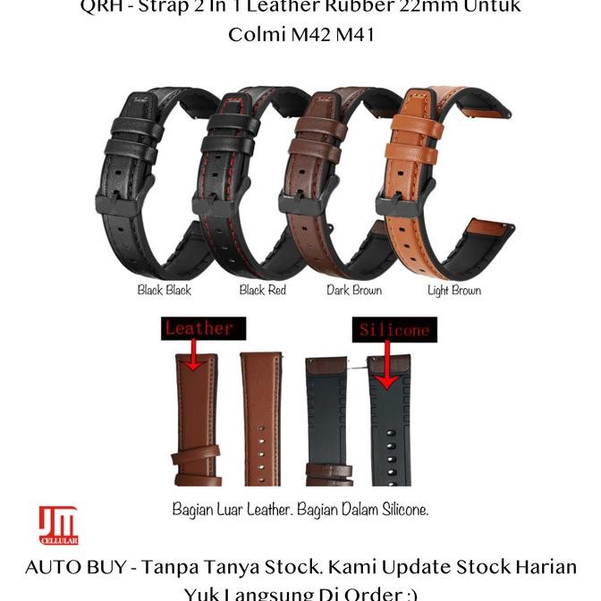TERBARU - QRH 22mm Tali Jam Kulit Colmi M42 M41 - Leather Strap Rubber Sporty