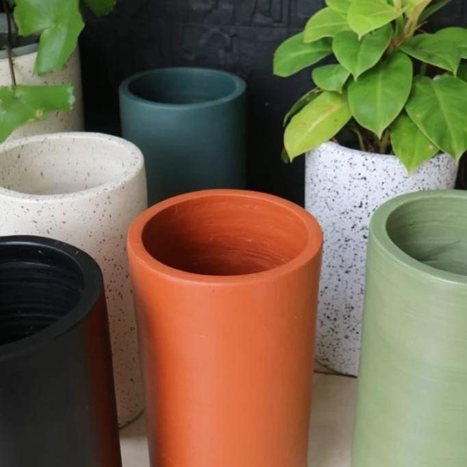 POT TANAMAN GERABAH SILINDER TABUNG D20T35