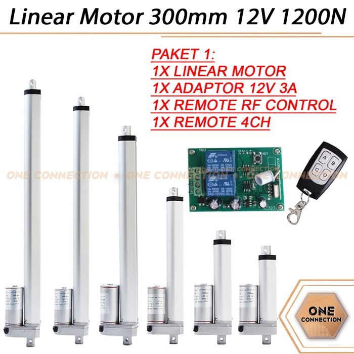 Linear Motor 300mm 12V DC 5mm/s 1200N / 120KG Linear/ Tubular Actuator