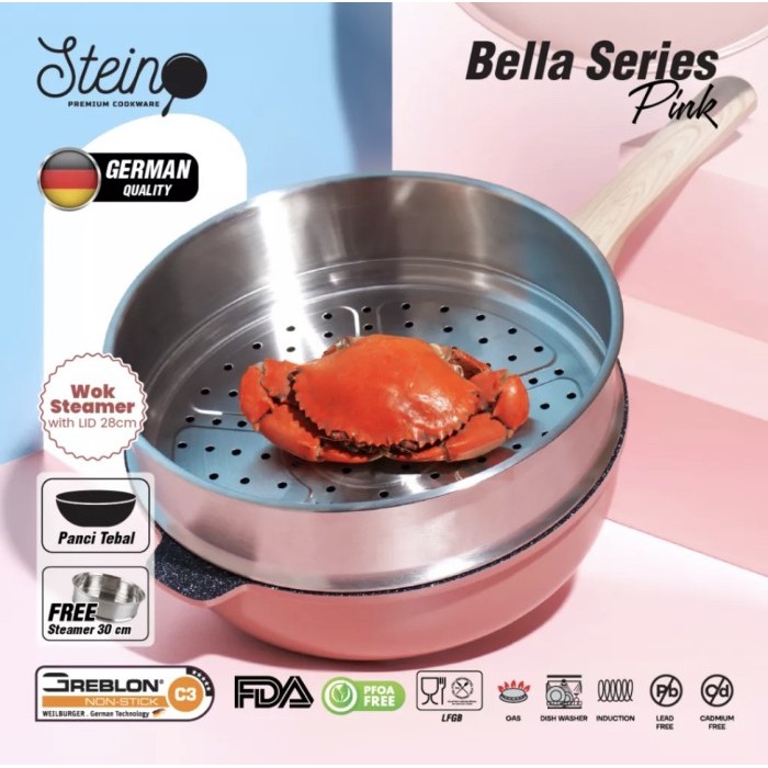 Stein Bella Series Panci Kukus Granite Coating Greblon German