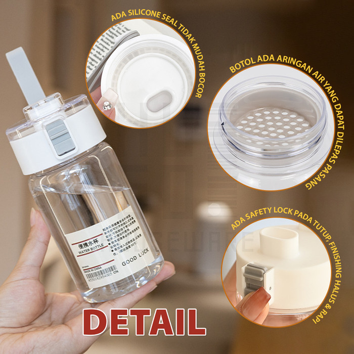 HUGO Botol Minum Putih Transparan Bening Estetik Botol Air Minum Korea