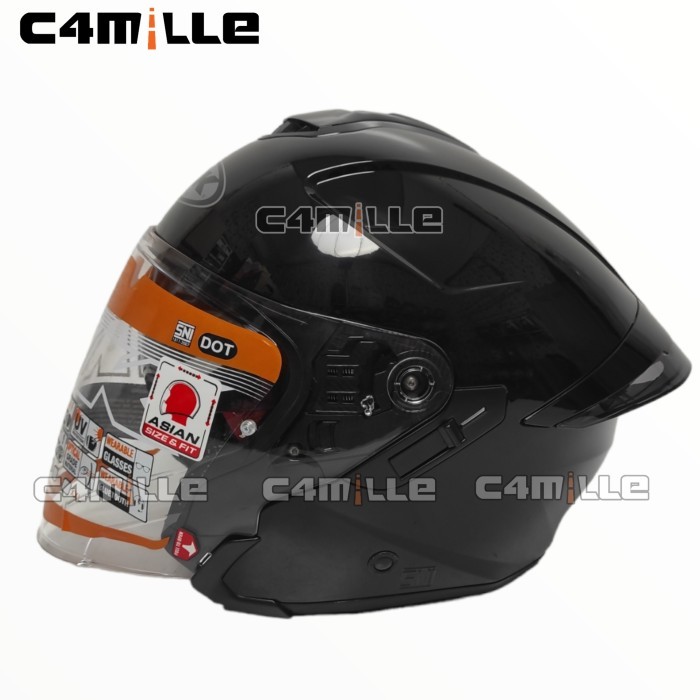 HELM INK TERRA 2 SOLID BLACK DOUBLE VISOR HALF FACE