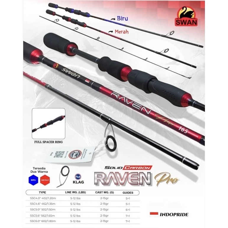 Joran Pancing Swan Raven Pro Fuji 120Cm / 135Cm Japan Style (5-12Lbs) Cabon Solid Fuji Murah -