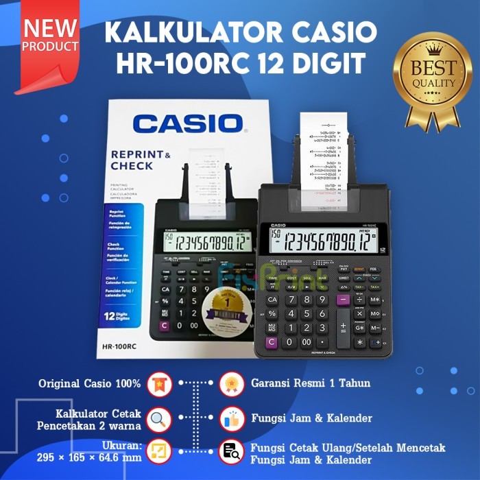 

Casio HR-100RC 12 Digit Printing Calculator Struk Kalkulator Kasir New