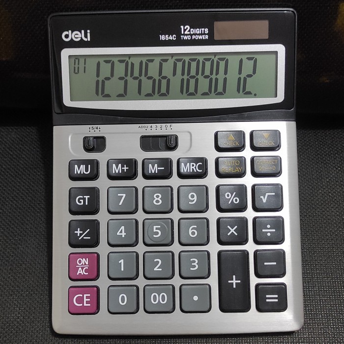 

Kalkulator Besar 12 Digit Cek Ulang Metal Baterai AA A2 Deli E1654