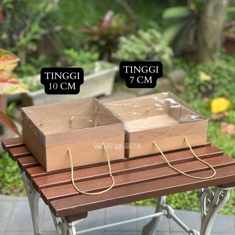 

(10 Pcs) Dus Box Kraft Mika Tali Tutup Mika Jinjing Tinggi 7Cm & 10Cm Kardus Kotak Kemasan Cake Kue