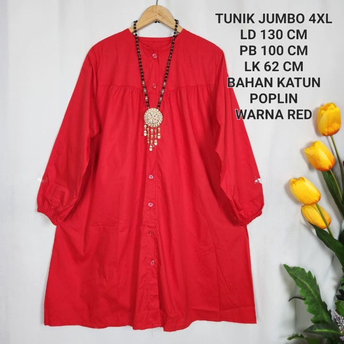 Murah Tunik Jumbo Wanita Ld 130 Cm Warna Merah Putih Koleksi Agustusan Non COD