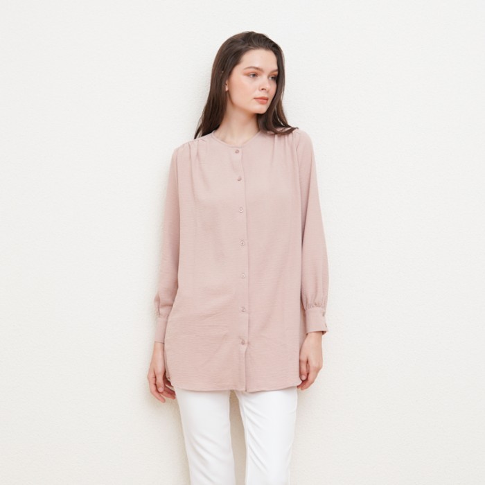 Murah VALINO LADIES TUNIK LEHER BULAT PINK WANITA - D-CDFG17-I5 Non COD