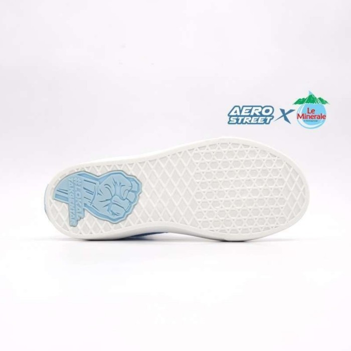 Aerostreet X Le Minerale Putih Biru - Sepatu Sneakers Aero Leminerale
