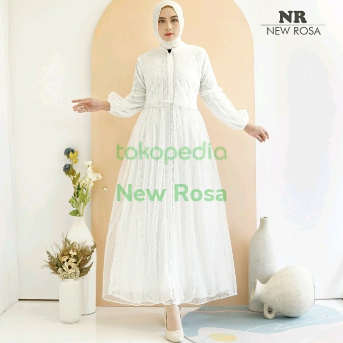 Murah Adiba Dress Series Bahan Full Brokat Malika Non COD