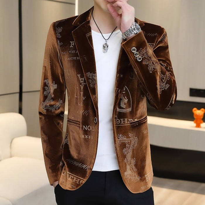 AppleDezign 2025 New Spring and Autumn Season Men's Personalized Gold Velvet