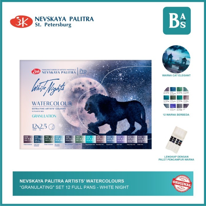 

TERBARU Nevskaya Palitra White Night W/C Granulating Set 12 FullPans HOT SALE!