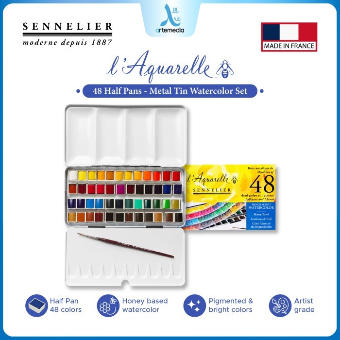 

TERBARU Cat Air Sennelier L Aquarelle 48 Half Pan Metal Tin Watercolor