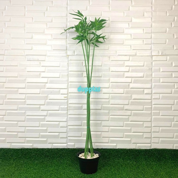 TERBARU Pohon Hias Daun Bambu Air Hijau Artificial Bambu Jepang Pot Dasar