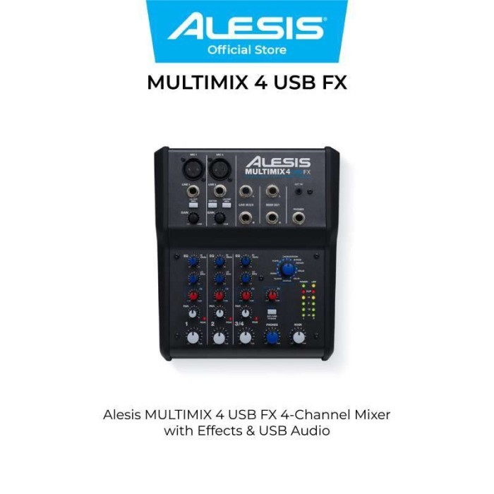 Alesis MULTIMIX 4 USB FX – 4 Channel Mixer with Effects & USB Audio