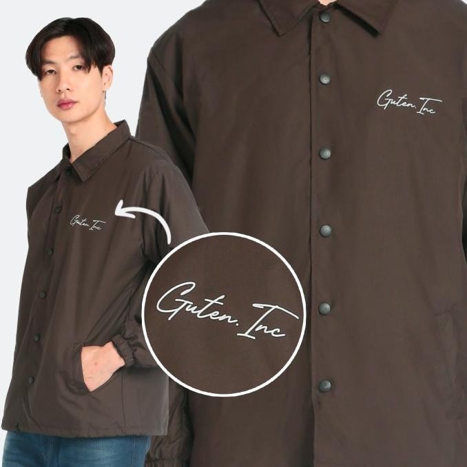 GUTENINC - JACKET PARASUT PRIA LETTER BROWN COACH JACKET STOK TERBATAS