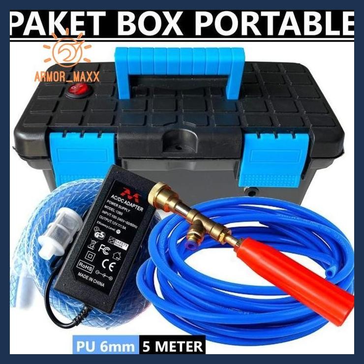 Paket Set Alat Mesin Pompa Box Mini Untuk Cuci Motor Mobil Ac Portable