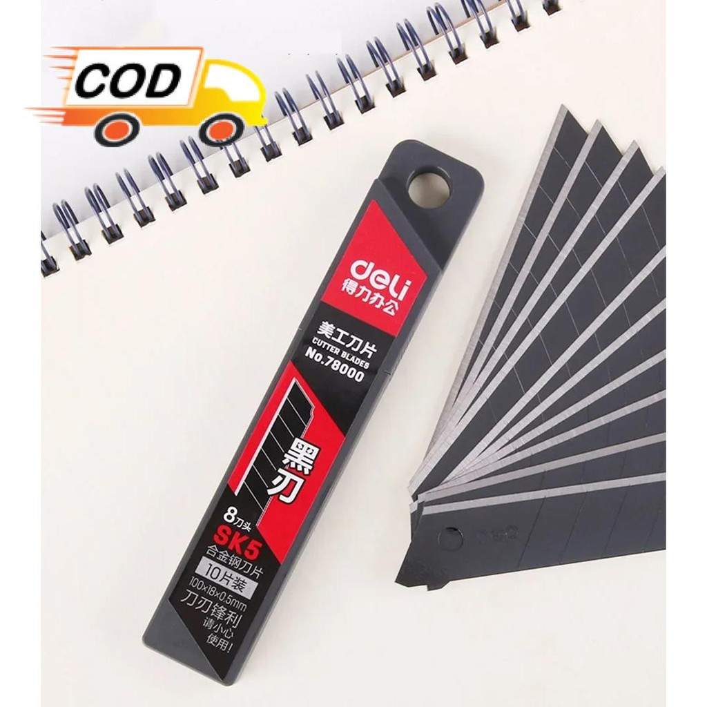 

Mata Pisau Cutter Pengganti Knife Blade Alloy Steel SK5 18mm 10 PCS Pemotong Kertas Karton Tajam