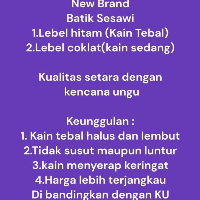 Sale Daster Klok Serut Warna Kencana Ungu