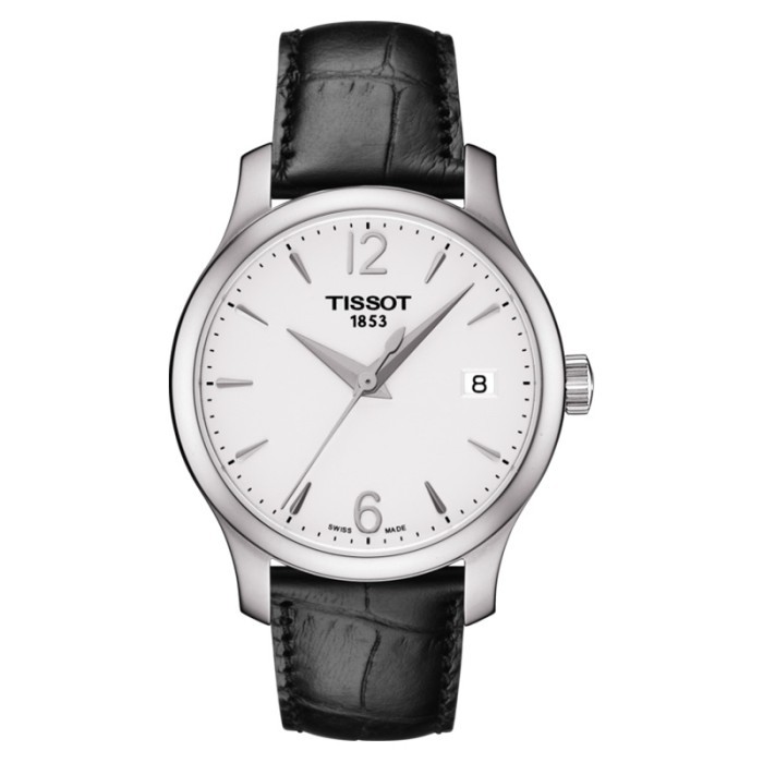 TISSOT Tradition T063.210.16.037.00 Silver Dial Black Leather Strap