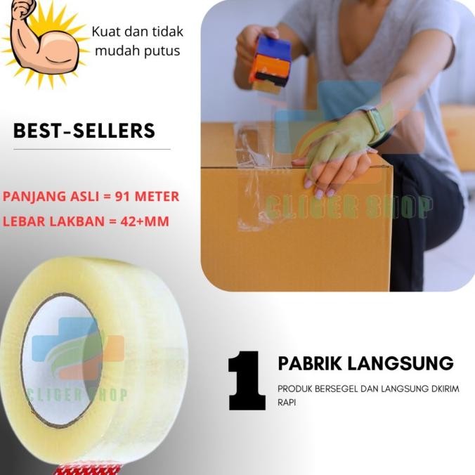 

ISOLASI LAKBAN BENING 2 INCH PANJANG 100 YARD / 90 METER BAHAN NEW ASLI