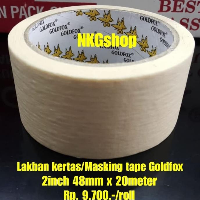 

MASKING TAPE/LAKBAN KERTAS GOLDFOX 2INCH 48MMX20MTR (MIN 1DUS=48ROLL) ASLI