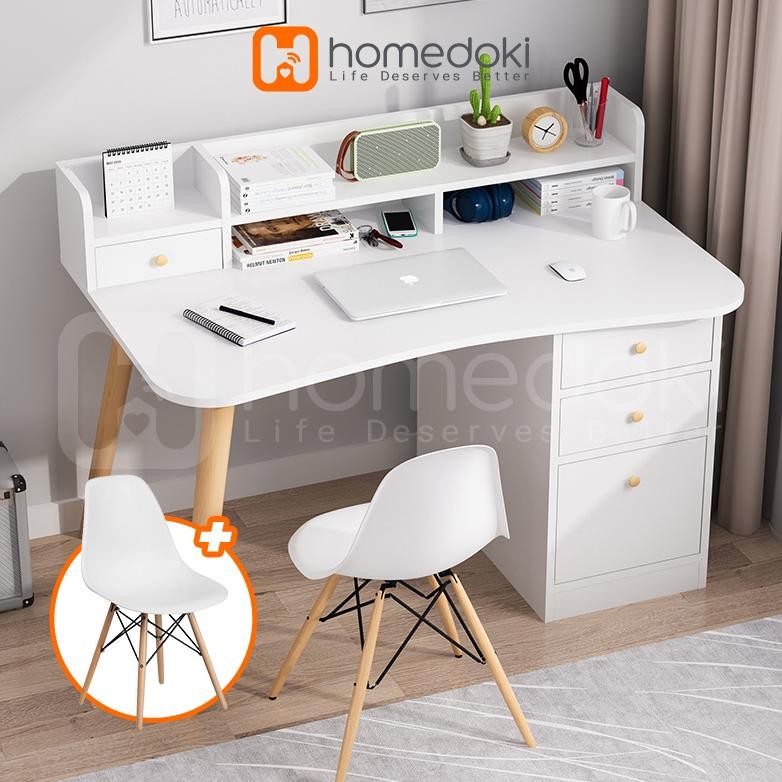 meja komputer minimalis murah Plus Kursi/ Laptop Desk/ Meja Laptop /Meja Belajar / Meja Kerja Kayu /