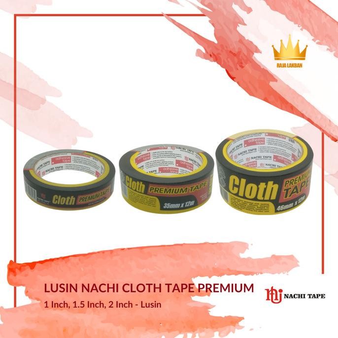 

1 LUSIN PLAKBAN LAKBAN KAIN CLOTH TAPE NACHI - 1 INCH ,1 1/2 INCH, 2 INCH / HITAM ASLI