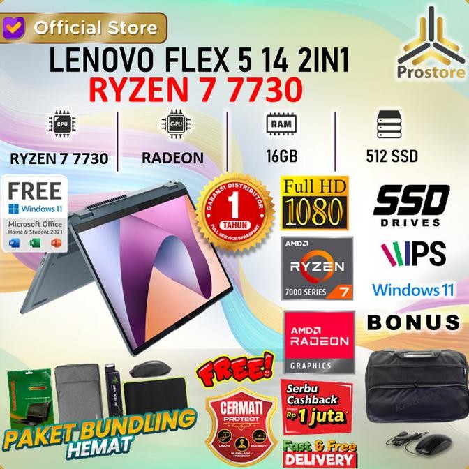 Lenovo Flex 5 14 2In1 Ryzen 7 7730 - I7 1355 16Gb 1Tb W11 14.0Fhd Ips