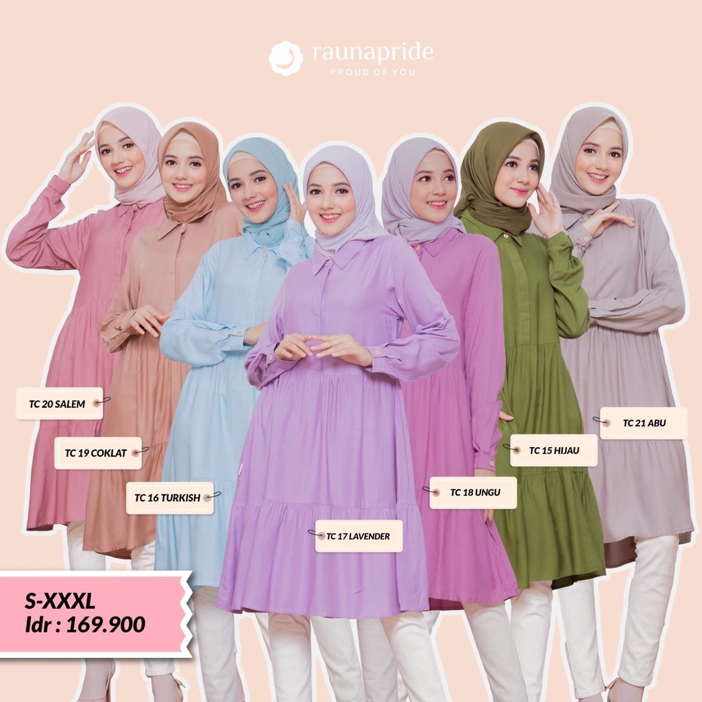 PROMO Tunik Rauna Terbaru / TC - 15, 16, 17, 18, 19, 20, 21 / Fashion Muslim BEST SELLER  TERMURAH