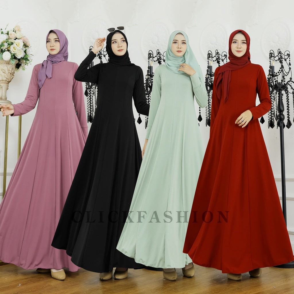 SALE Gamis Hitam Terbaru Jersey Korea Polos Premium Tebal - By Click Fashion BEST SELLER  TERMURAH