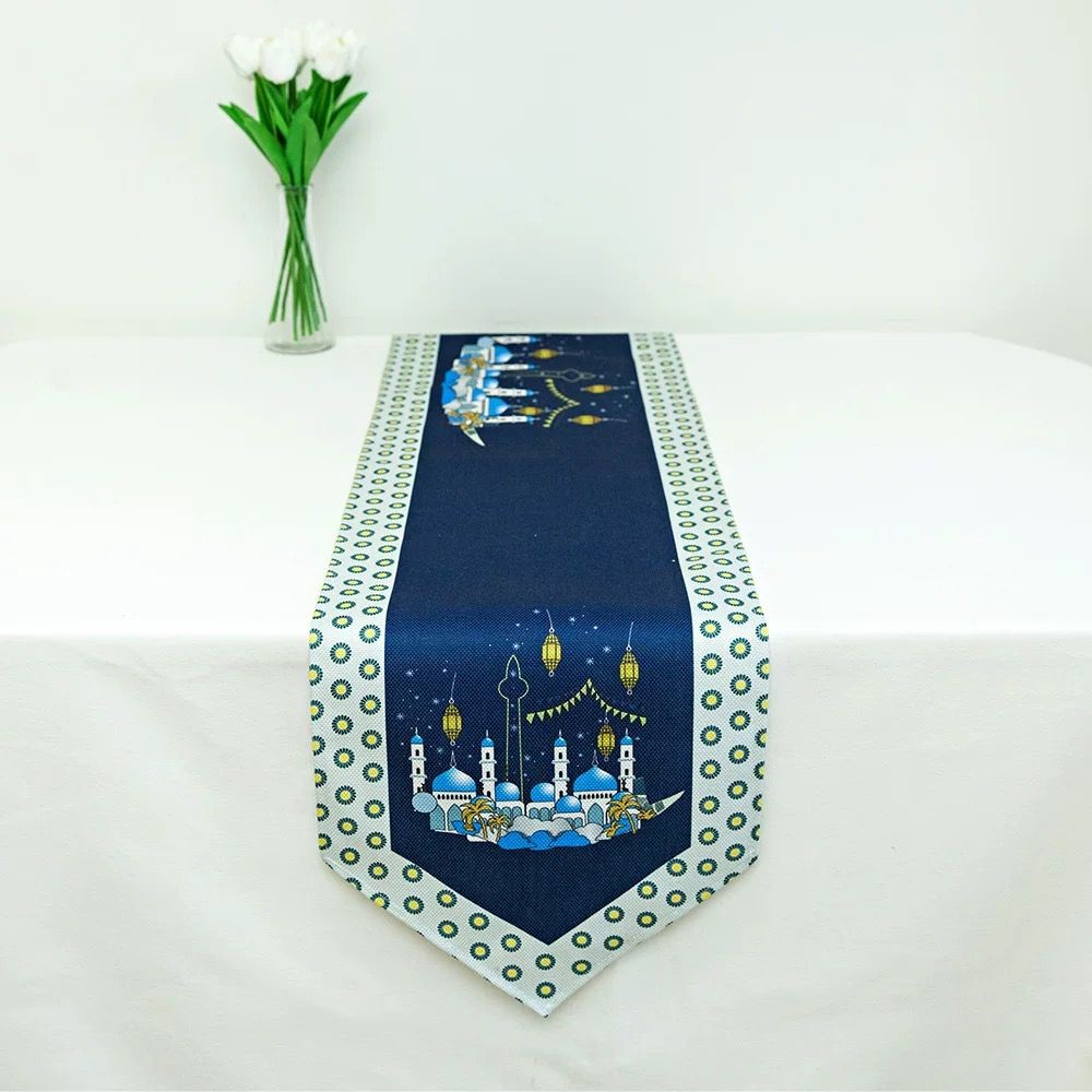Taplak Meja Ramadhan Lebaran Table Runner Eid Mubarak Print Motif Taplak Tamu Panjang Premium