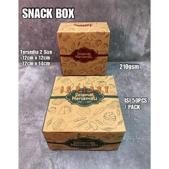 

SALE (ISI 50PCS) Snack Box 12x12cm 12x14cm / Dus Kue Bahan Kraft / Dus Snack Is75