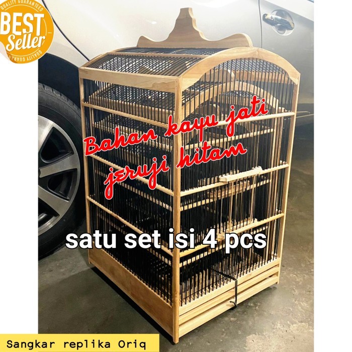 TERBARU Sangkar kotak replika mentahan kayu jati isi 4 pcs BISA GOSEND