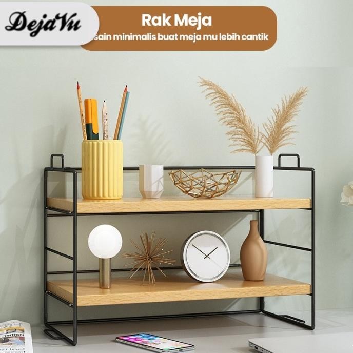 Dejavu Rak Buku Meja Susun Rak Kayu Besi Minimalis Serbaguna Hrb103