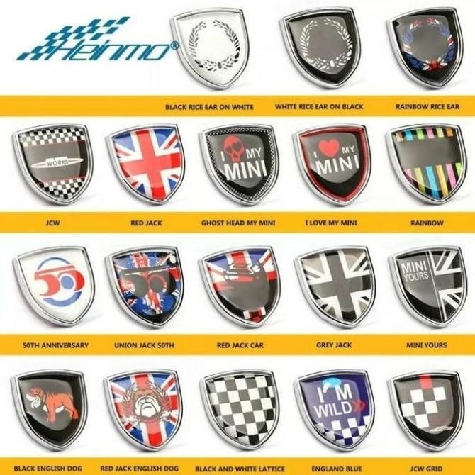 emblem mini cooper badge sticker emboss union jack timbul emblem mobil